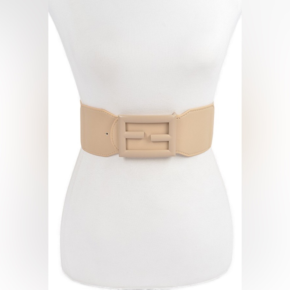 Plus Size Nude Logo Wide Elastic Statement Belt